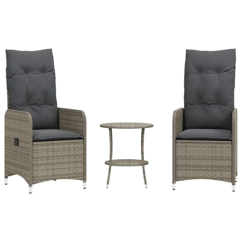 vidaXL Reclining Patio Chair with Cushions Outdoor Seat Furniture Poly Rattan
