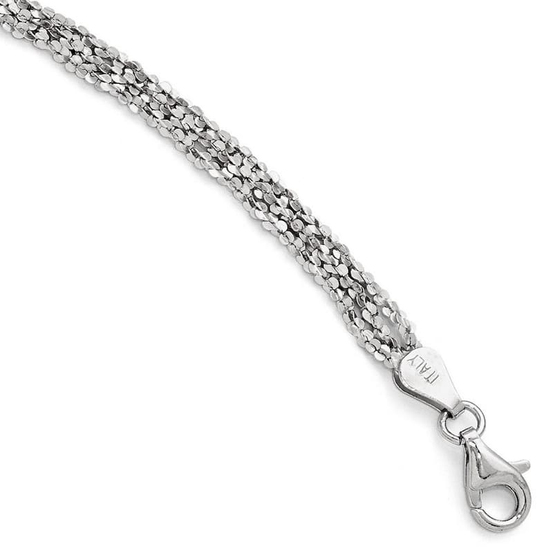 Curata 925 Sterling Silver 9+1" Textured Three Strand Mesh Anklet