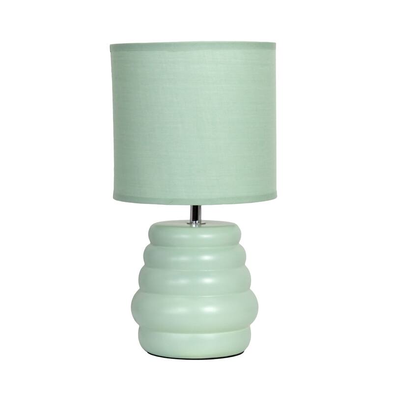 Ribbed Ceramic Table Lamp with Drum Shade - 12.75" - Green