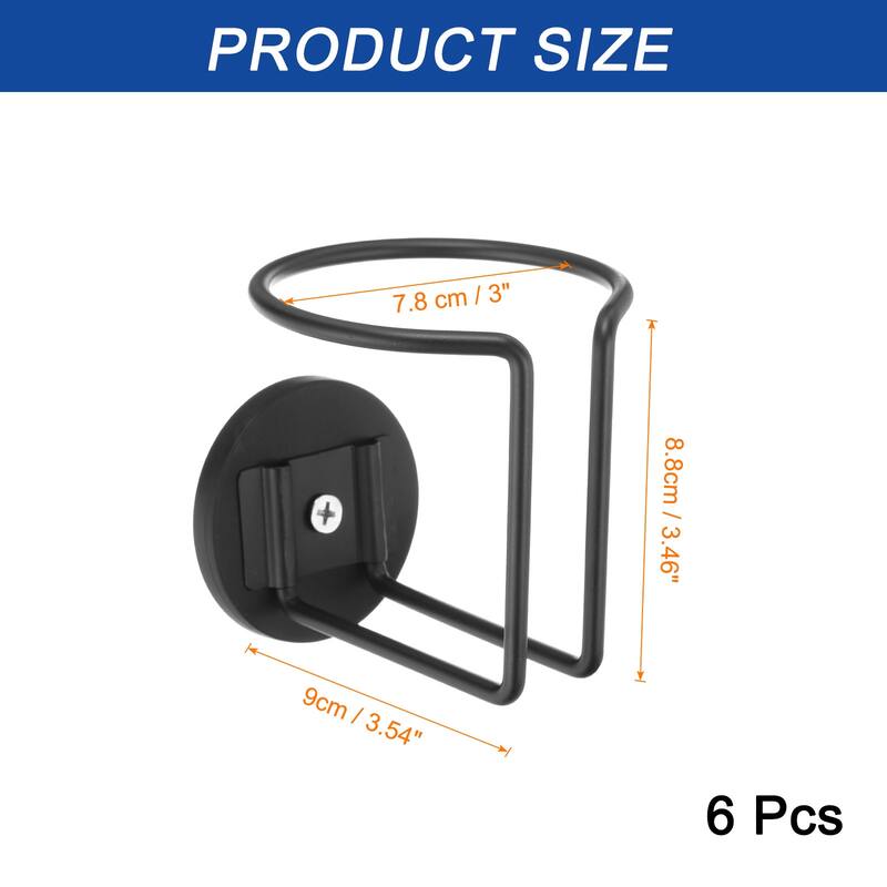 Magnetic Cup Holder Magnet Drink Holder, Horizontal Surface Mounting - Black - 6pcs