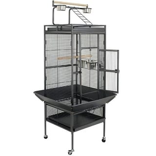 Image showcasing Large Bird Cage with Rooftop Playground & 360° Casters - Rolling Solid ...