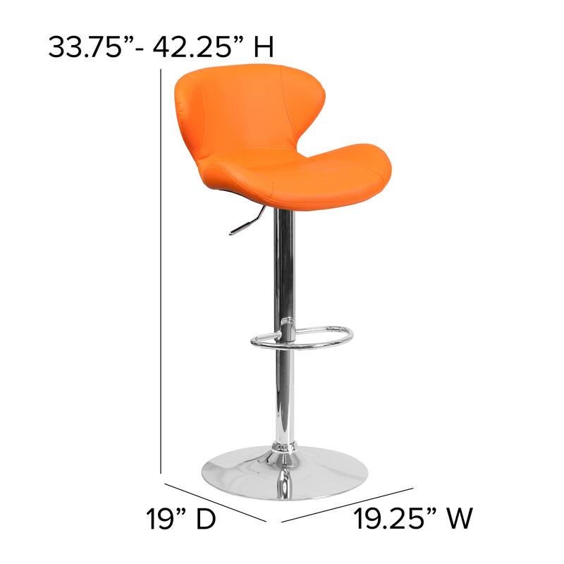 Modern Low-back Height-adjustable Chrome/Vinyl Barstools (Set of 2)