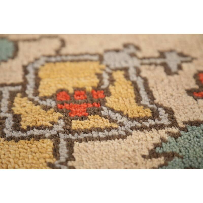 Geometric Heriz Serapi Indian Area Rug Hand-Knotted Wool Carpet - 8'11" x 12'1"