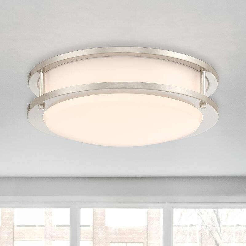 Designers Fountain DC Series 12 in. Modern Brushed Nickel Selectable 5 CCT Integrated LED Flush Mount for Bedrooms, 4-Pack