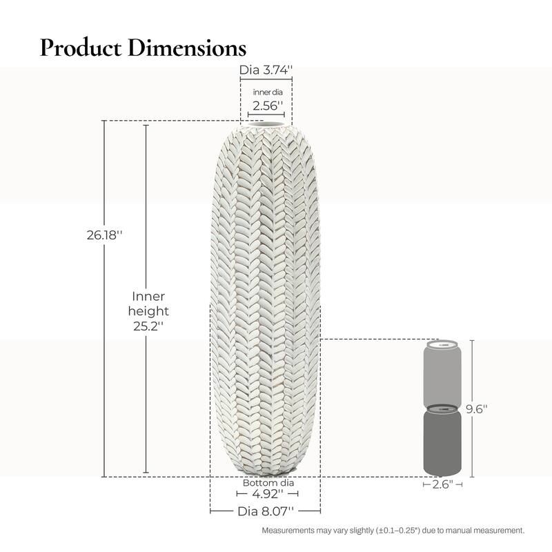 Modern White with Gold Geometric Pattern Polyresin Vase