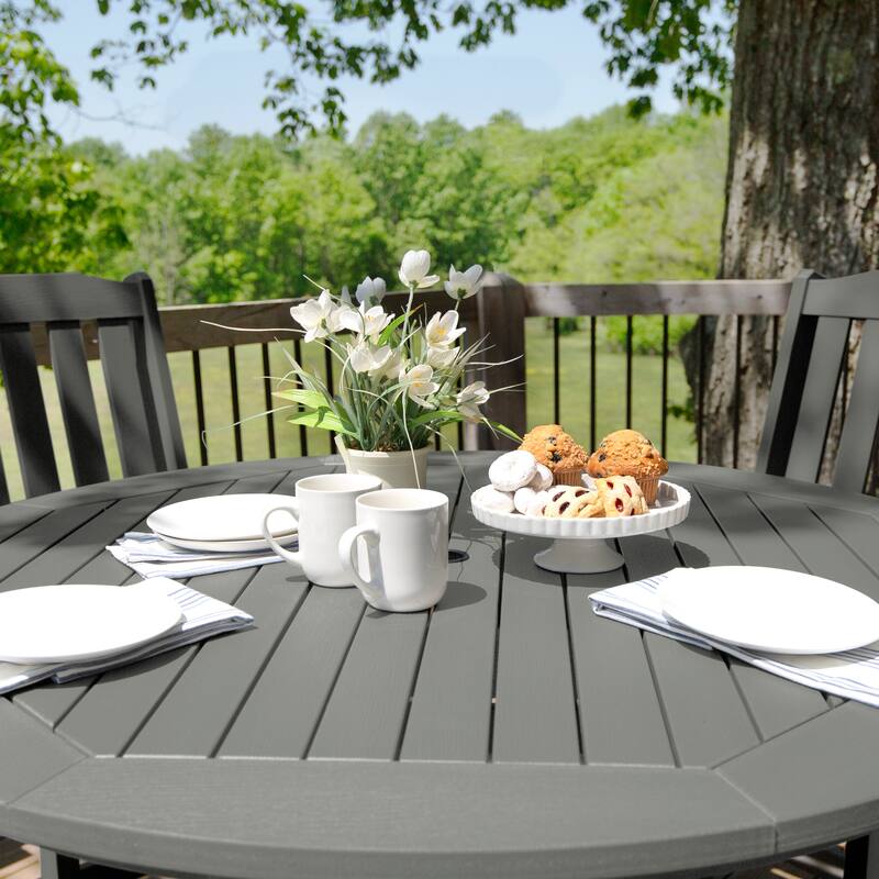 Lehigh 5-piece Outdoor Dining Set - 48" Round Table, Counter-height