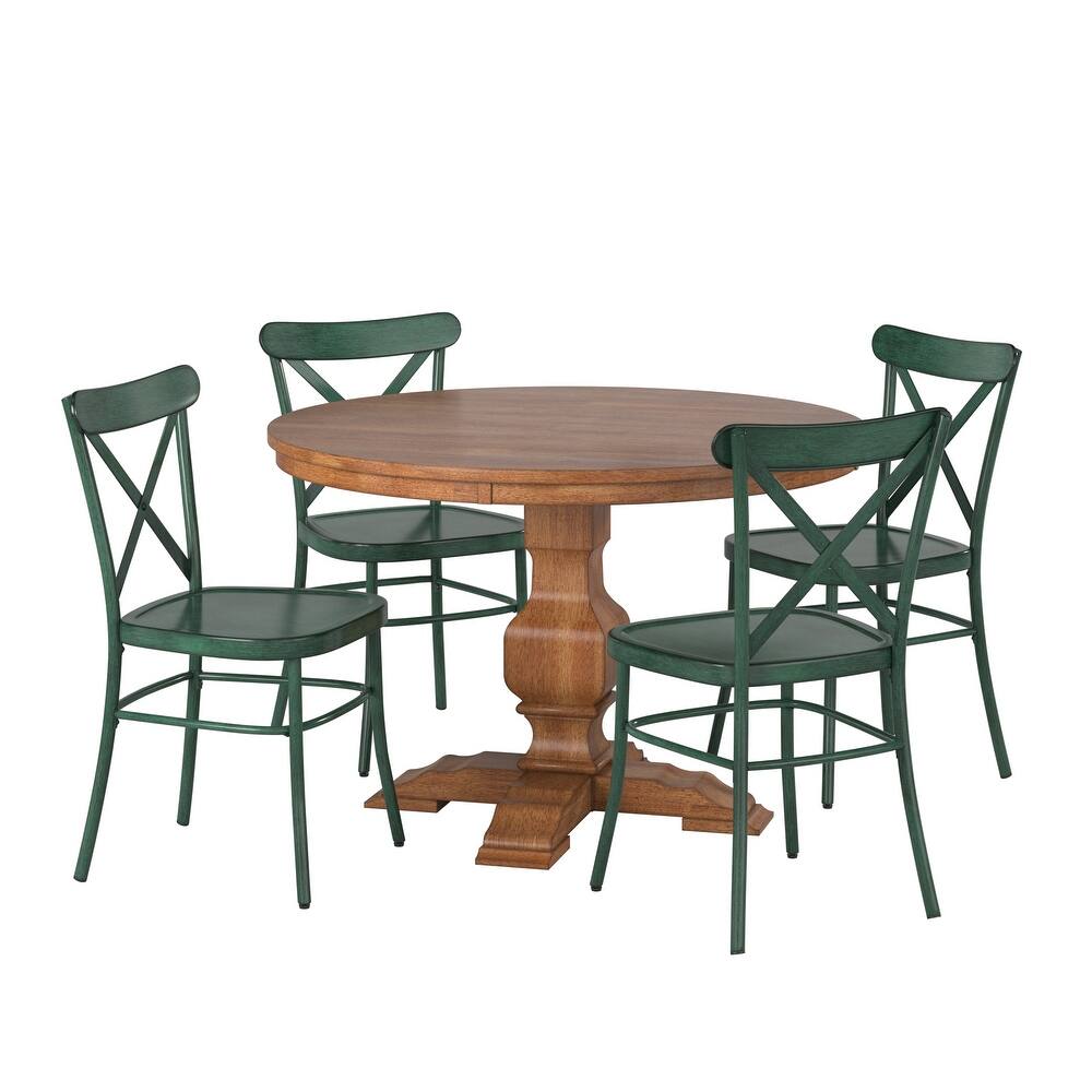 Eleanor 5-Piece Dining Set with Metal X-Cross Back Chairs by iNSPIRE Q Classic