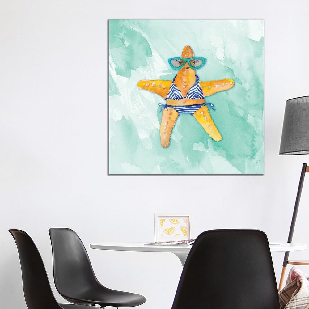 iCanvas "Blue Bikini Starfish on Watercolor" by Lanie Loreth Canvas Print