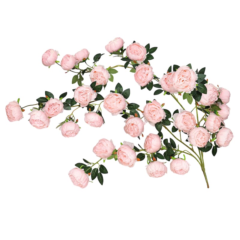 Blush Pink Artificial Peony Flower Stem Hanging Spray Bush 48in - 48" L x 15" W x 6" DP