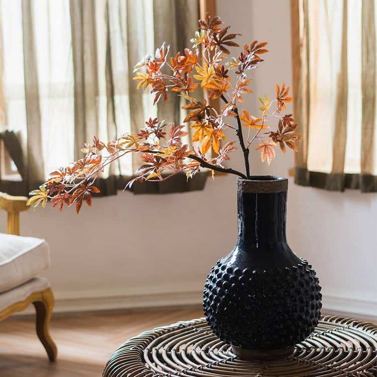 RusticReach Large South East Asia Navy Blue Domo Coarse Pottery Vase