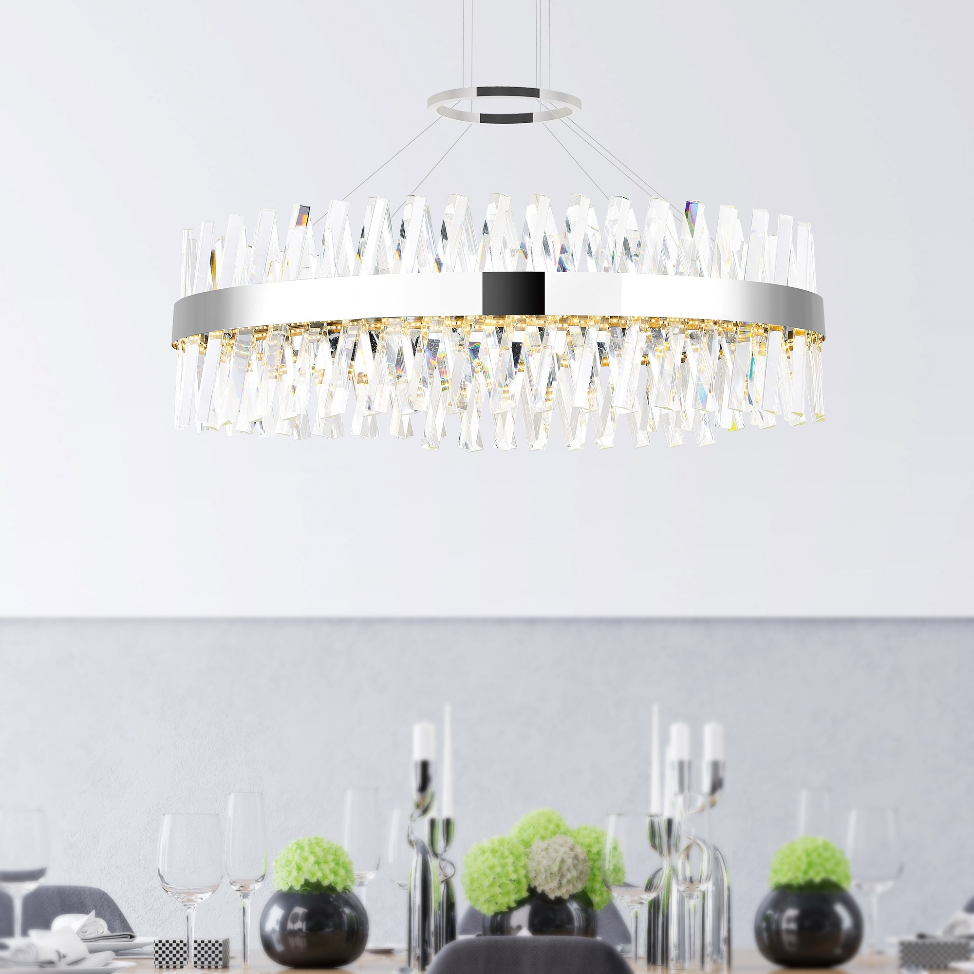 CWI Lighting Glace Integrated LED 40in Round Chrome Chandelier