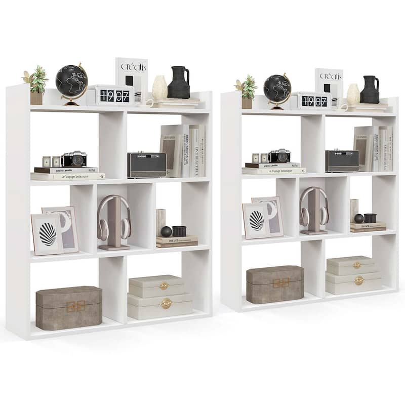 1/2PCS Living Room 7-cube Bookcase Open Storage Shelf White - 2 PCS