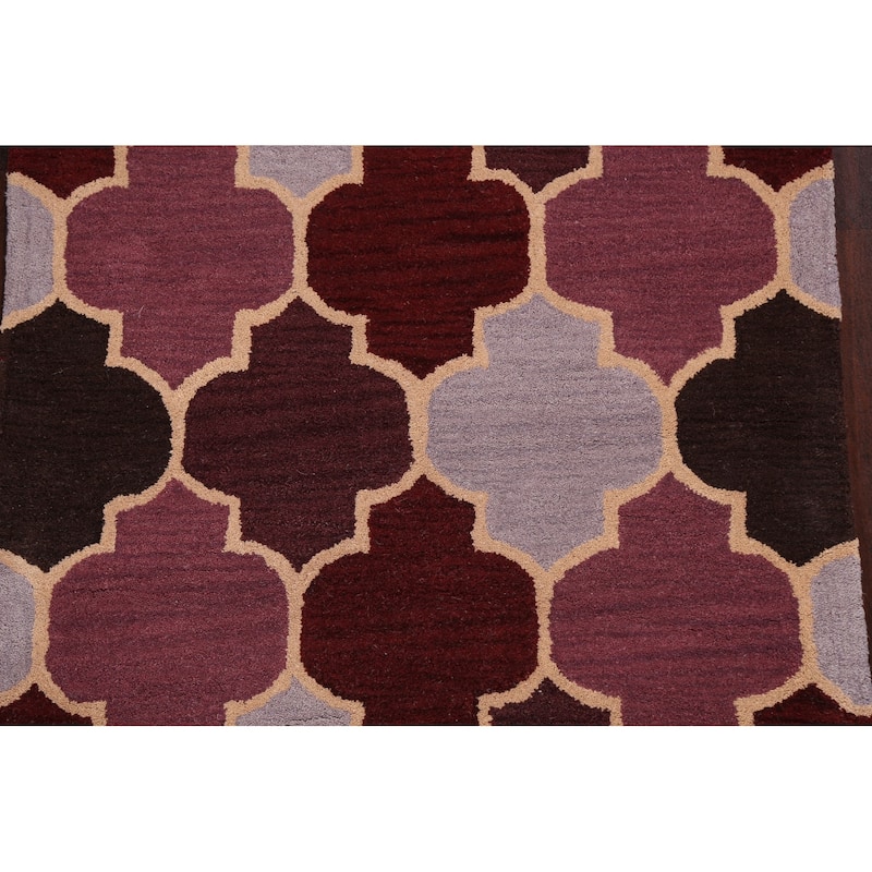 Modern Geometric Trellis Oriental Area Rug Hand-tufted Wool Carpet - 3'0" x 5'0"