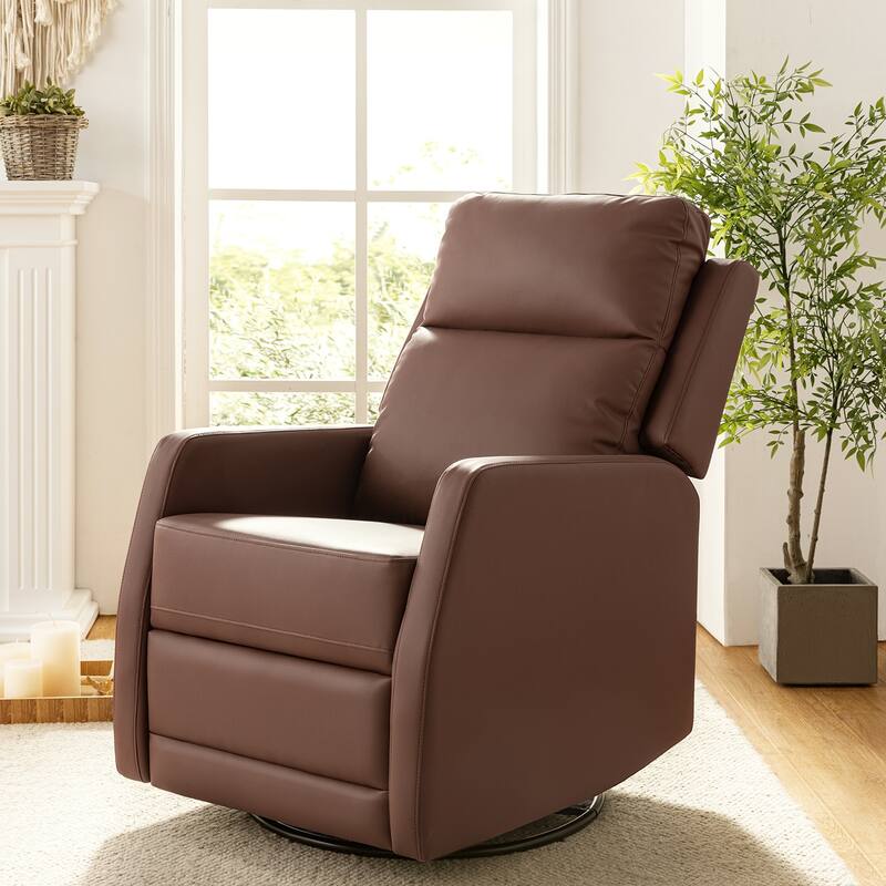 Esteban Modern Faux Leather Manual Rocking Swivel Recliner with Wingback