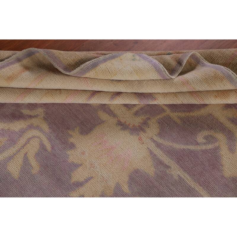 Hand Knotted Oriental 100% Wool Carpet Transitional All-Over Purples Oushak Area Rug - 12' 10'' X 10' 2''