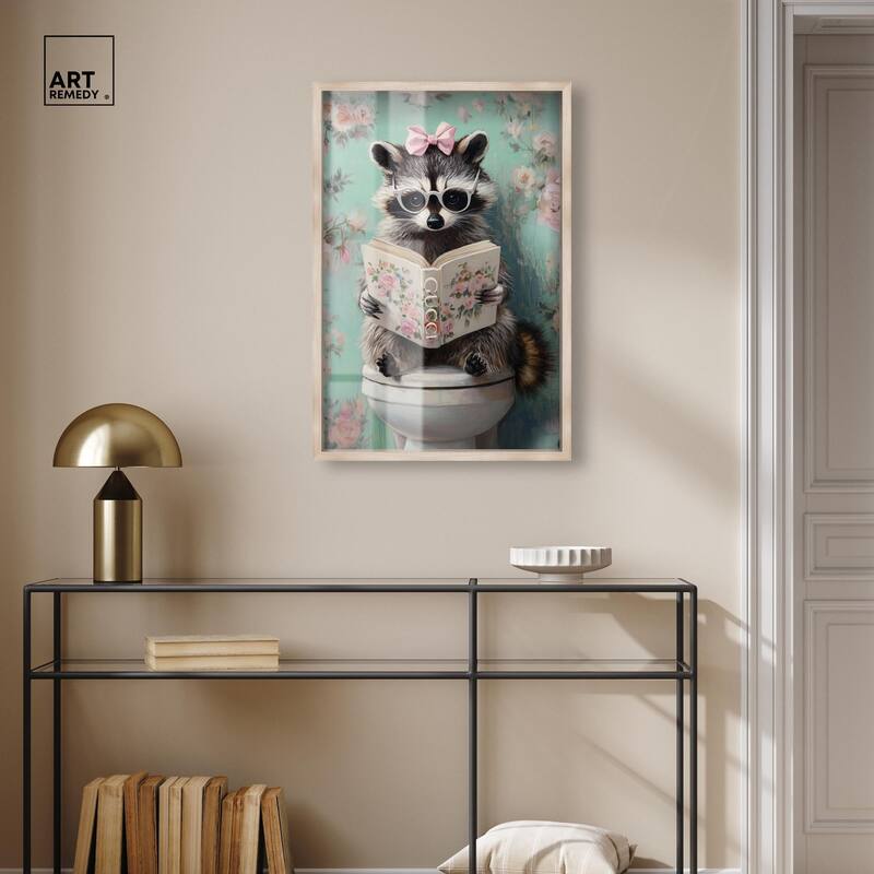 Petite Floral Toilet Raccoon Shadowbox by Art Remedy