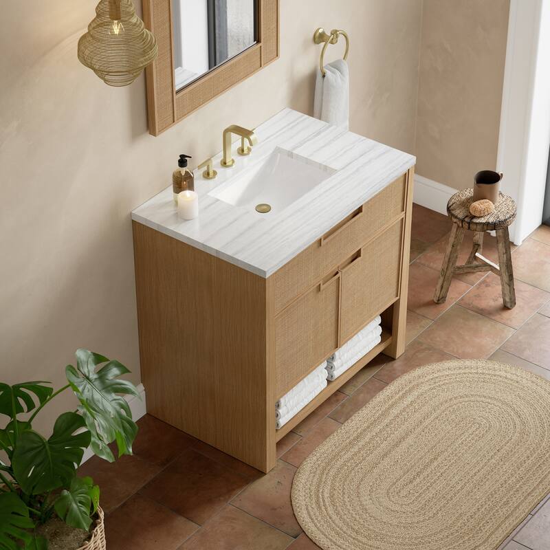 Solene 36" Single Vanity, Seaside Oak - 36 - Arctic Fall