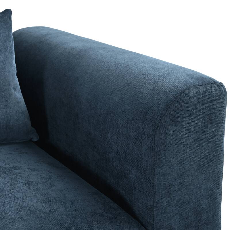 Blue Linen Blend U-shaped Modular Corner Sofa with 2 Ottomans, 132x61x32 inches, 218 lbs