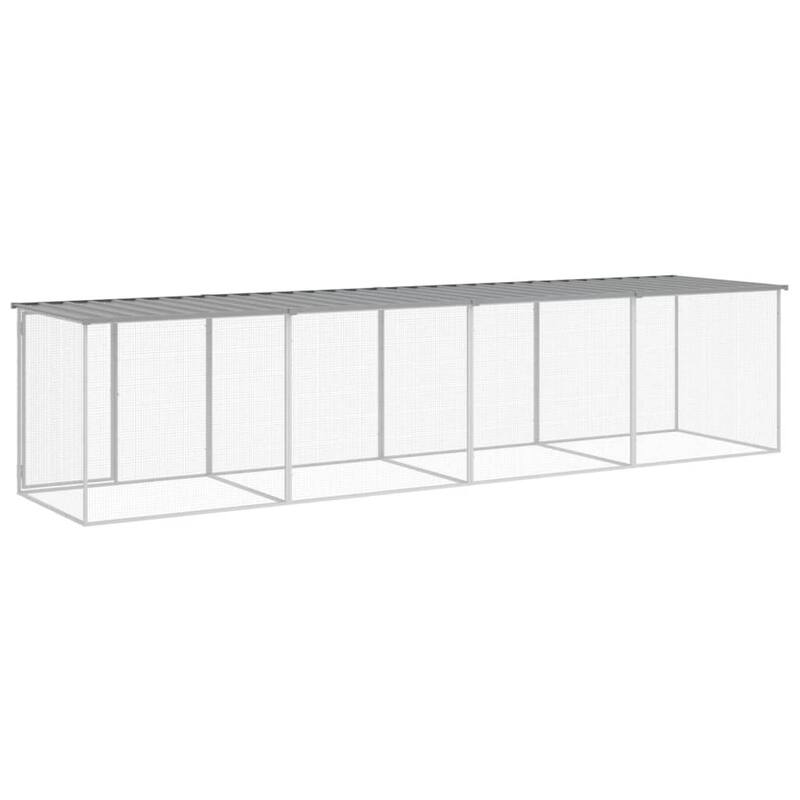 vidaXL Chicken Cage with Roof Metal Chicken Run Animal House Galvanized Steel