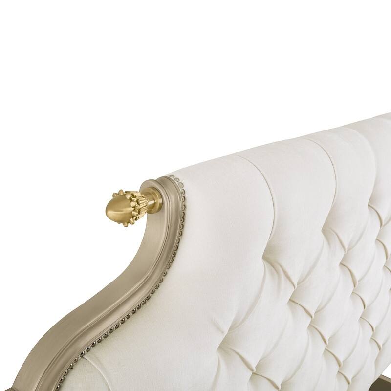 Spruce & Spring Classic American Tufted Upholstered Platform Bed with Birch Wood Frame in Champagne Silver - King