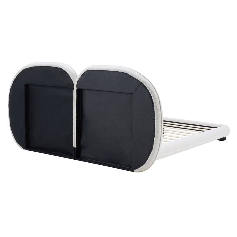 Christopher Knight Home - Lunara Modern Teddy Fleece Upholstered Platform Bed Frame with Split Headboard, Heavy-Duty Support