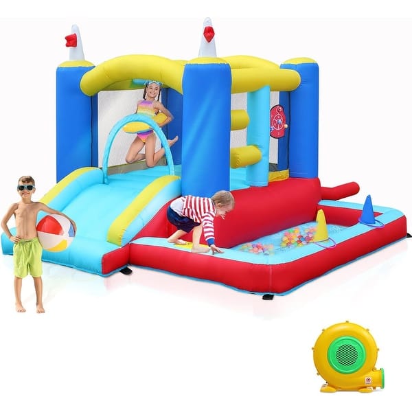 slide 2 of 7, Inflatable Bounce House for Kids Castle Children Bouncer with Widen Slide Kids