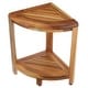 preview thumbnail 1 of 8, EcoDecors Corner Teak Wood Shelf Shaving Footrest Waterproof Stool For Inside Shower, 18-Inches Tall in Earthy Teak Finish NATURAL TEAK