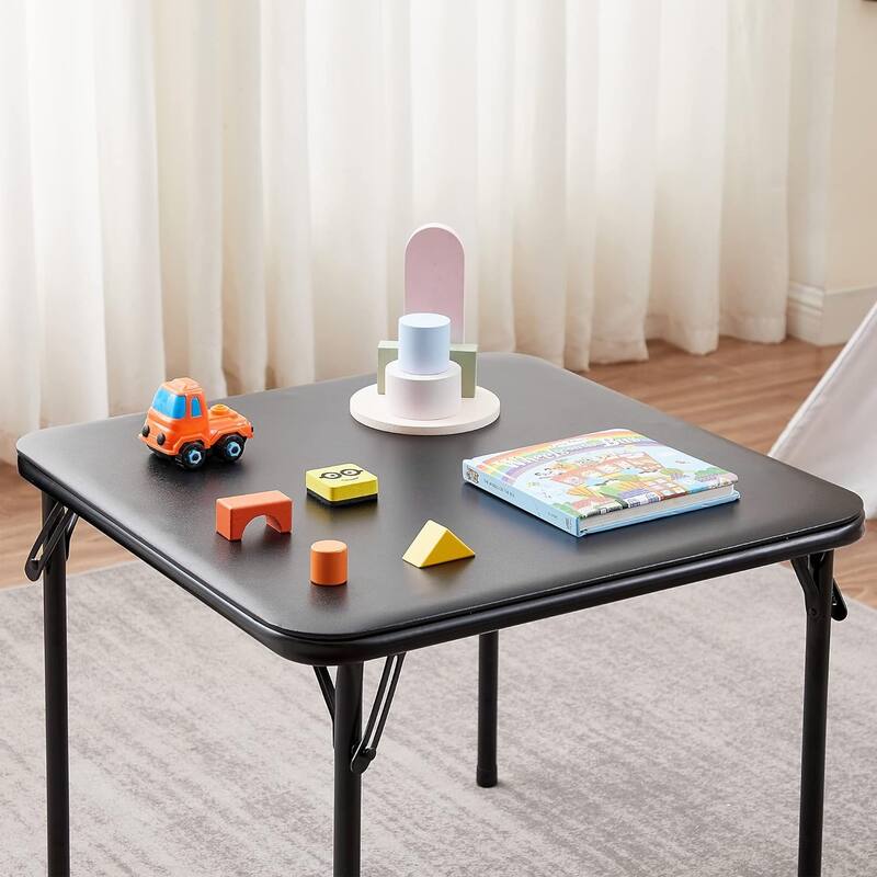 VECELO Kids Folding Activity Table & 4 Padded Chairs Portable Desk & No Assembly Required, 3 Piece Set, Black - 3 Pieces