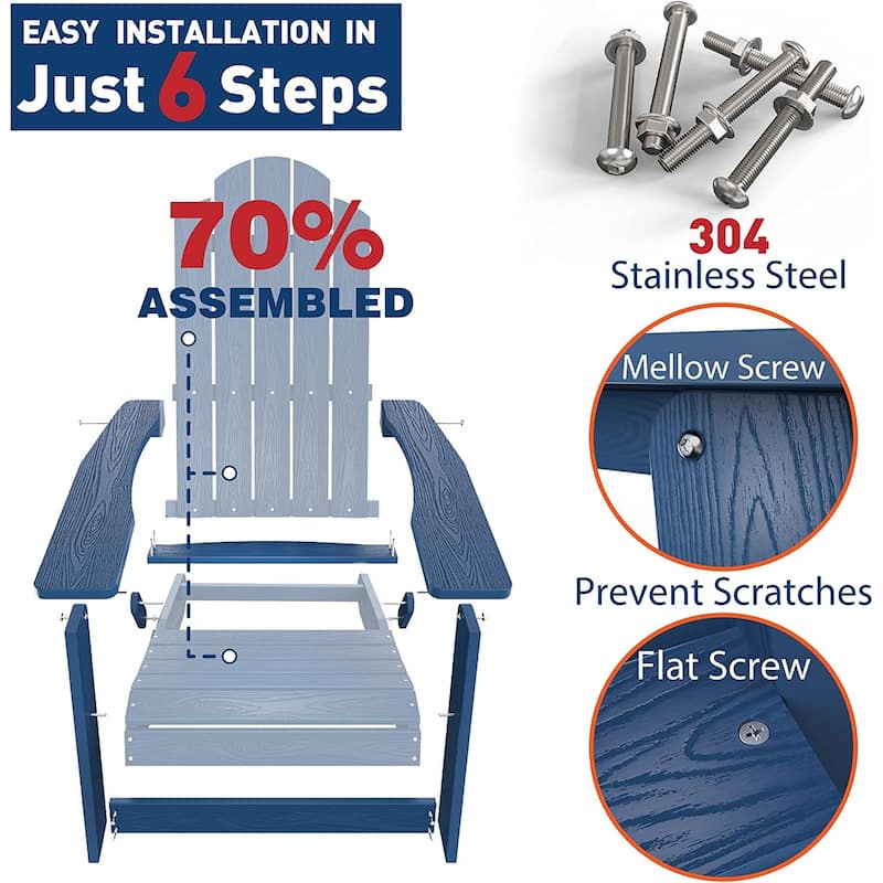 WINSOON All Weather HIPS Outdoor Folding Adirondack Chairs Outdoor Chairs Set of 4