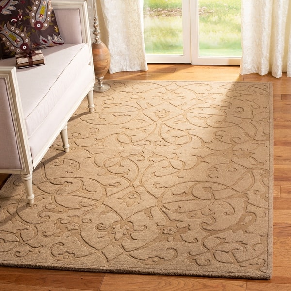 slide 2 of 5, SAFAVIEH Handmade Impressions Nautica Modern Scrolls Wool Rug 3' x 5' - Light Brown - Rectangle