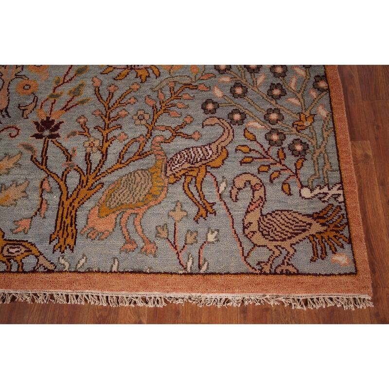 Animals Design Gray Ziegler Oriental Area Rug Handmade Wool Carpet - 7'9"x 9'9"