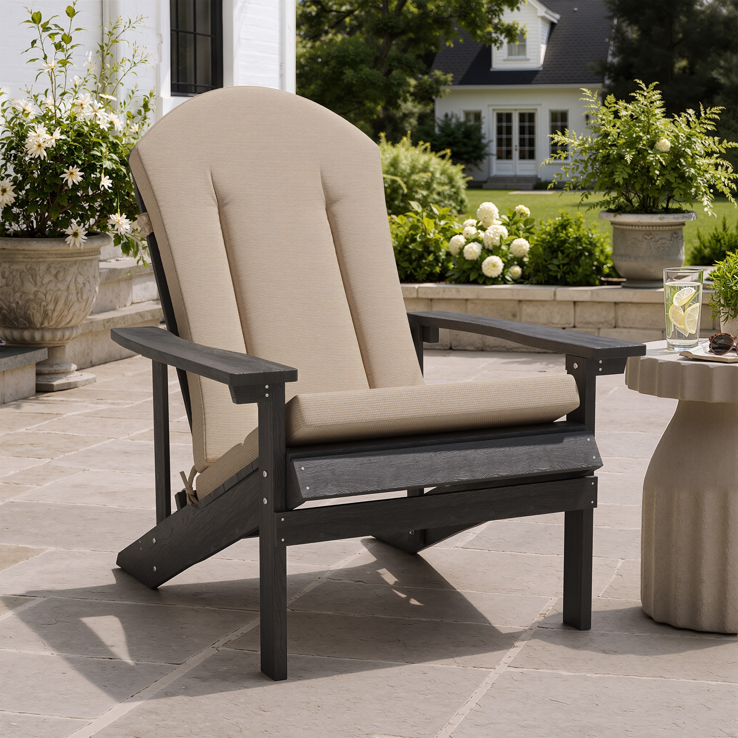 19.7x19.7x2.36 in Outdoor Patio Adirondack Chairs Fabric Cushions High Back