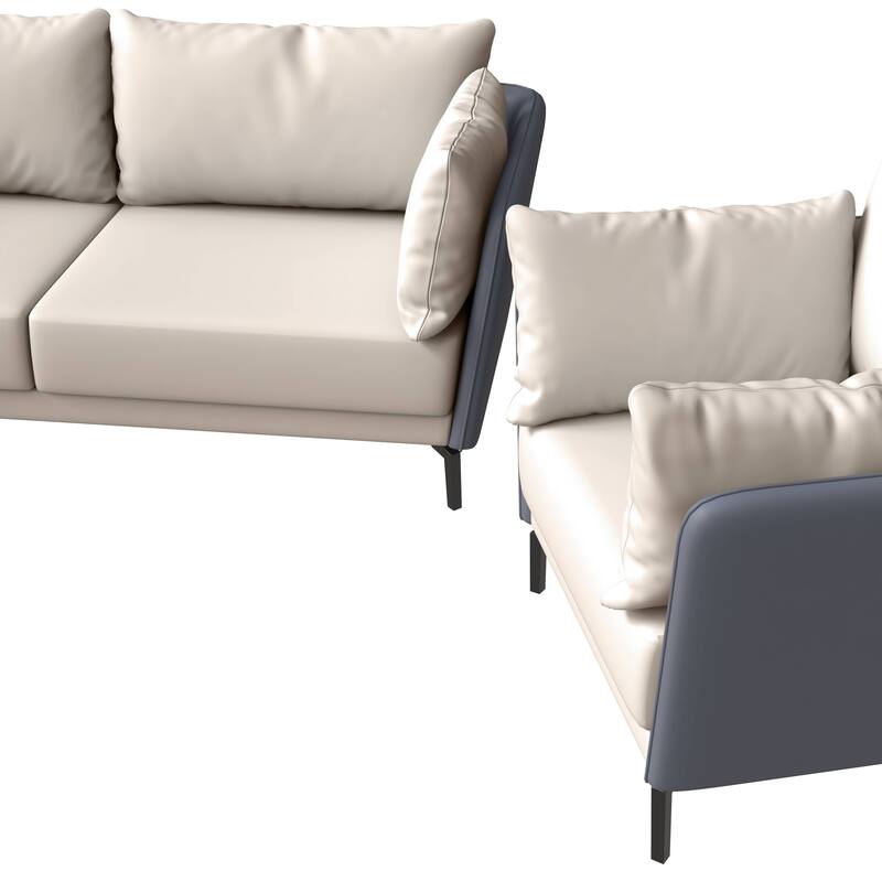 3-Piece Sofa Set Upholstered PU Leather with Metal Legs Removable Cushions for Modern Home Luxify Series by LeisureMod