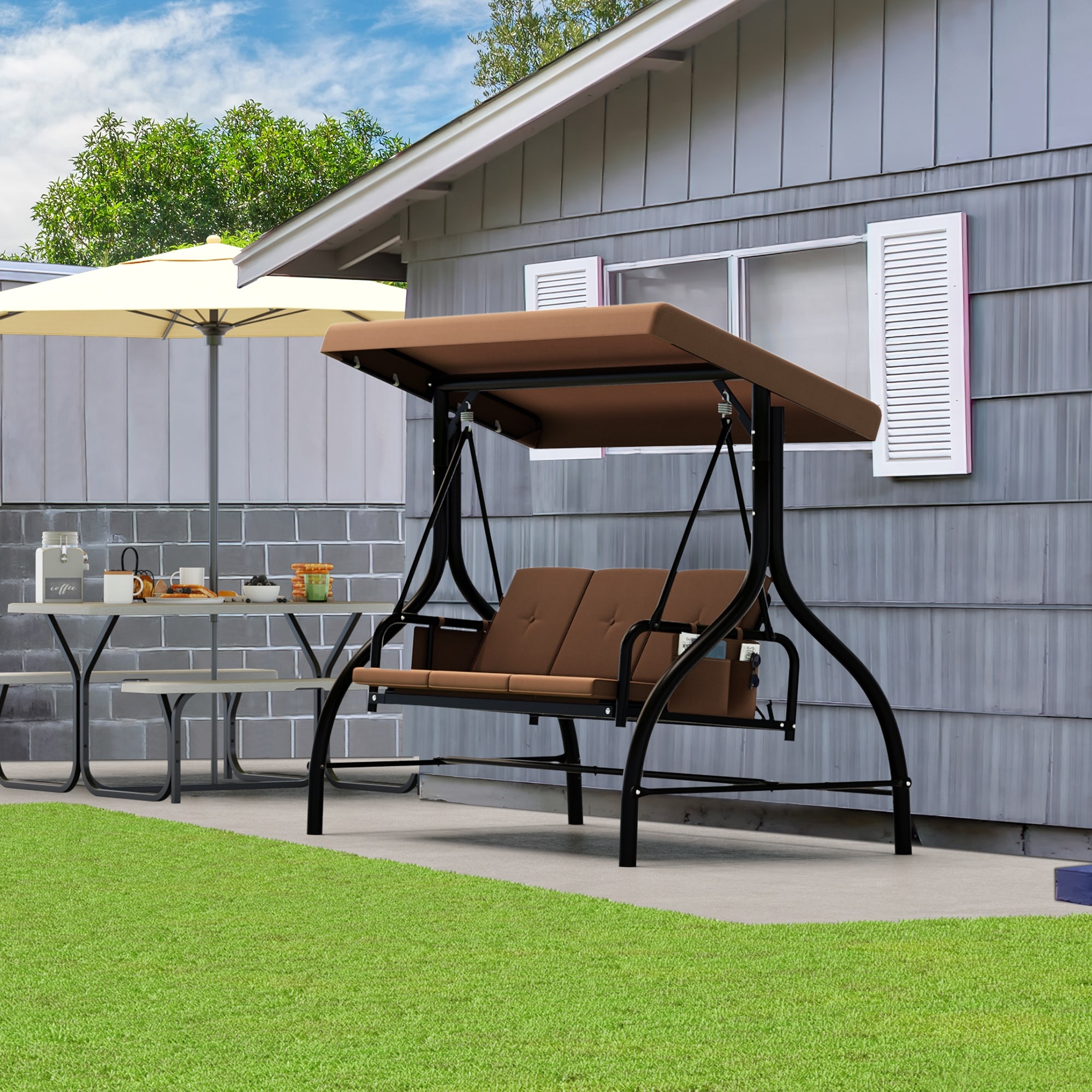 Metal patio swings with canopy clearance