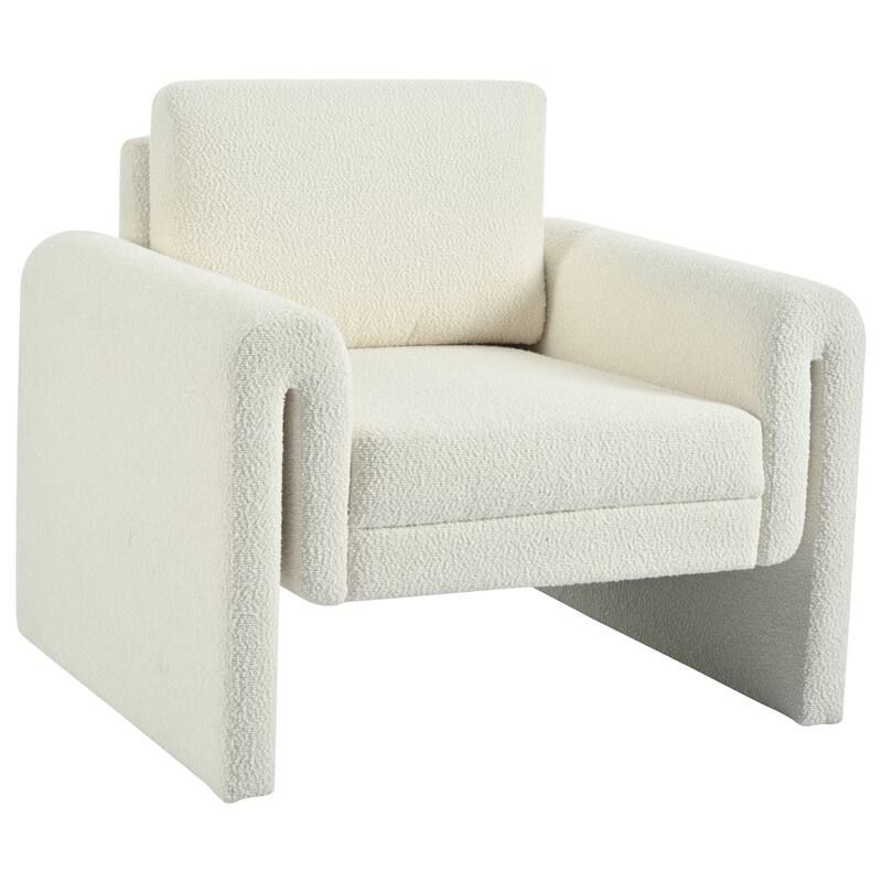 Modern Bouclé Upholstered Accent Chair - Ideal for Living Room, Bedroom & Office, with Sturdy Support and Luxurious Comfort