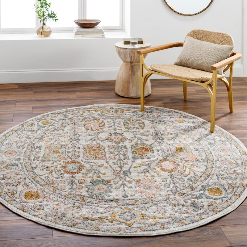 Livabliss Ankara Updated Traditional Floral & Botanical Area Rug - 6' 7" x 6' 7" - Round