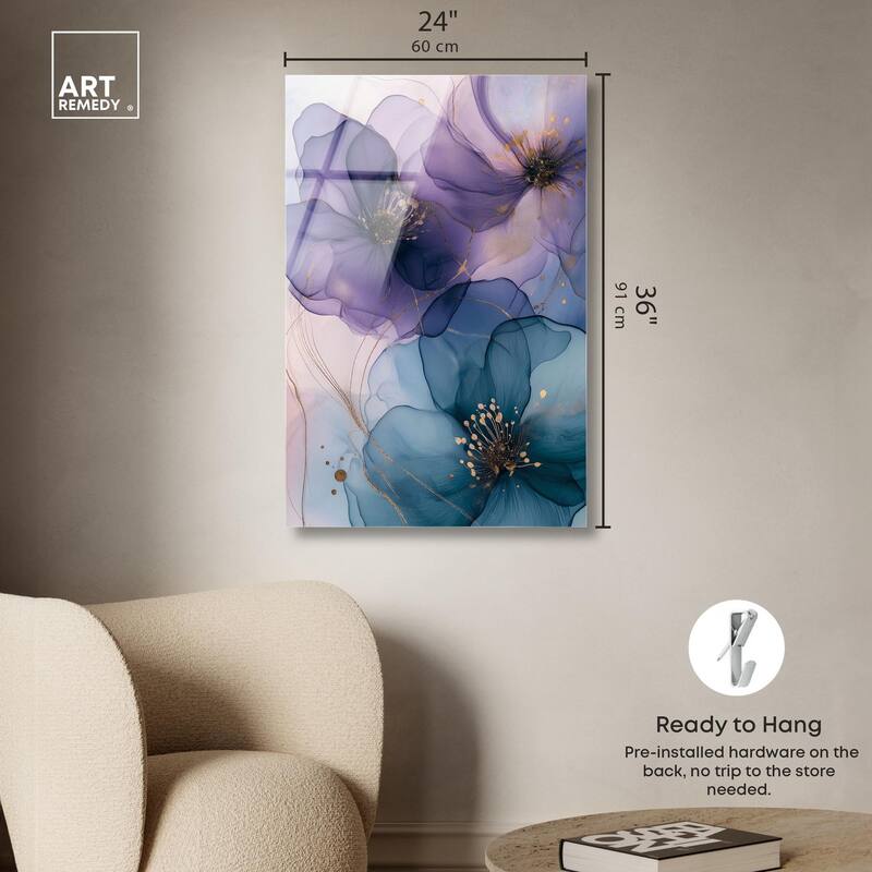 Gilded Cyanescence II Acrylic by Art Remedy, Ready to Hang