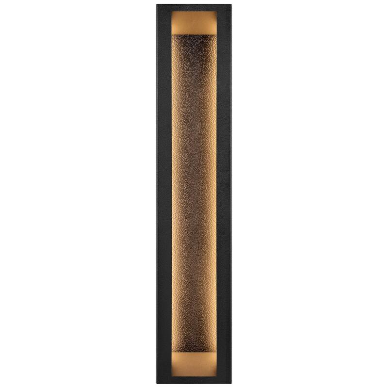 LamQee Modern Black Outdoor Wall Light Linear Textured LED Wall Sconce