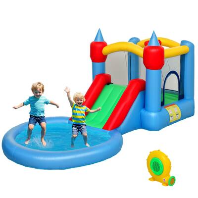 Multicolored Inflatable Bouncy Castle with Slide, Ball Pit, Jumping Area & Basketball Hoop – Durable 420D+840D Oxford Fabric
