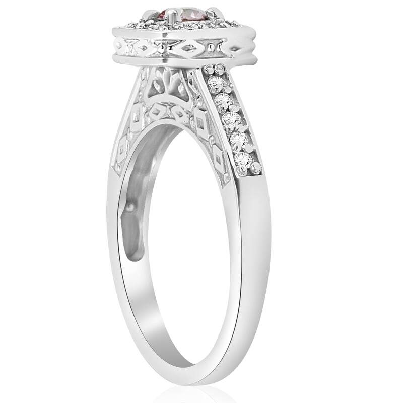 Bliss Diamond 3/8Ct Pink Diamond Engagement Ring White Gold Lab Grown