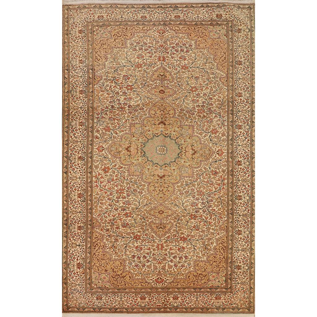 Floral Anatolian Turkish Vintage Area Rug Handmade Bedroom Wool Carpet - 6'5" X 9'9"