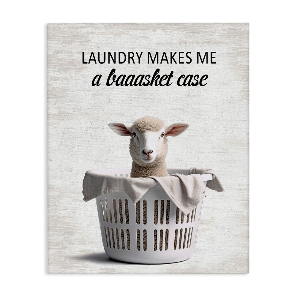 Stupell Funny Lamb Laundry Basket Canvas Wall Art Design By Lettered and Lined