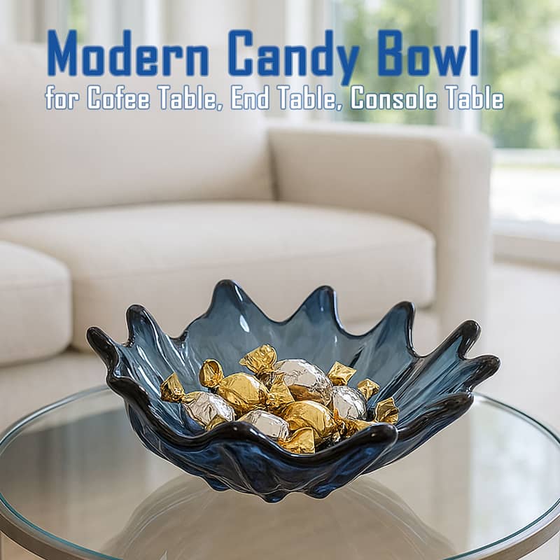 Elegant Sculptural Glass Bowl Centerpiece Decorative Accent 16"x10"