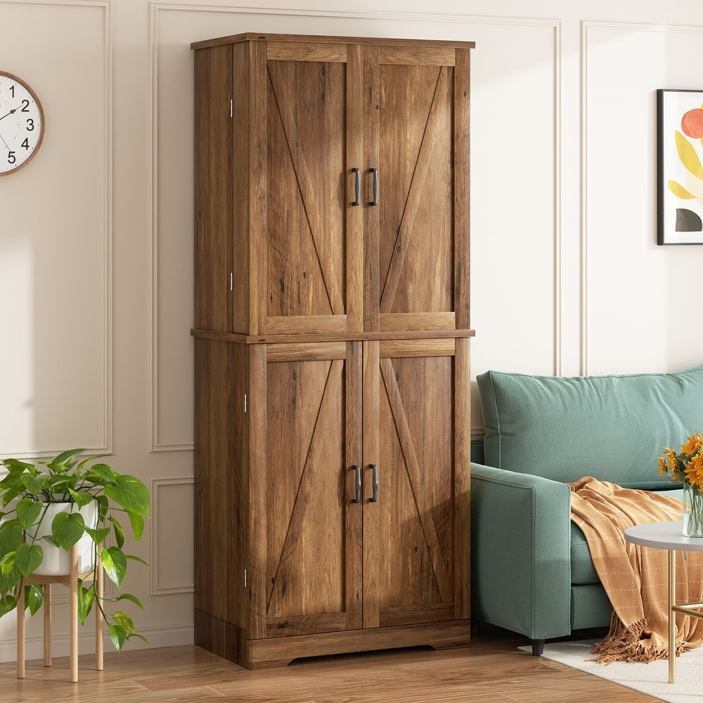 Futzca Kitchen Pantry Storage Cabinet with Door Shelves