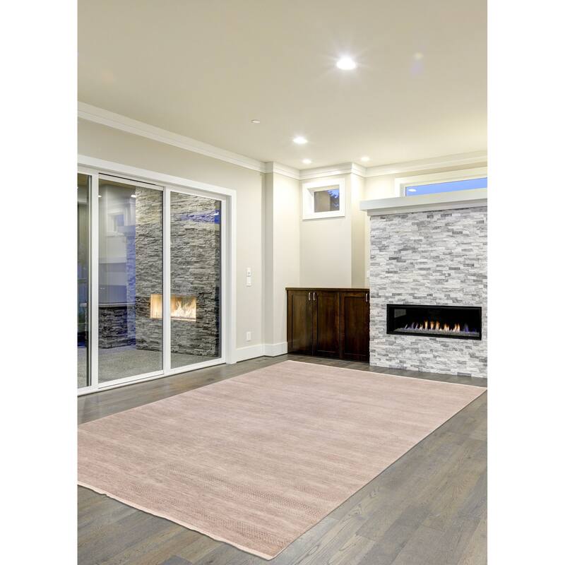 ECARPETGALLERY Hand-knotted Finest Silk Shadow Light Grey Viscose, Wool Rug - 8'0 x 10'0