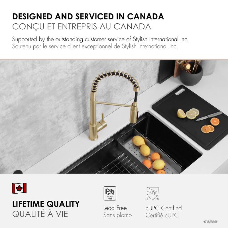 Milano Pull-Down Kitchen Faucet with water filter. Stainless Steel Gold.