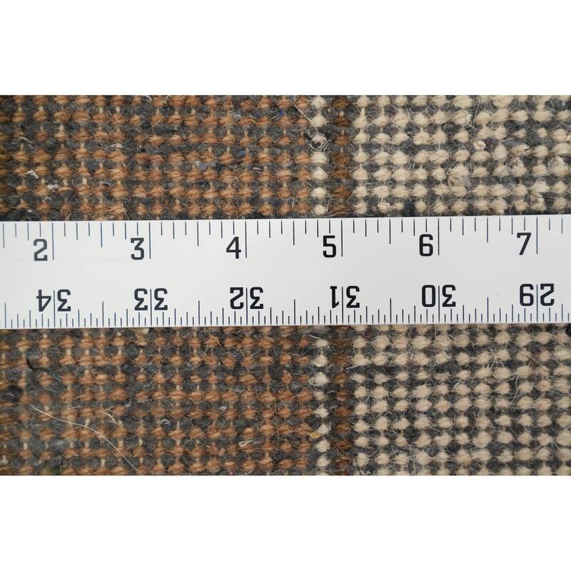 Hand Knotted Oriental 100% Wool Carpet Modern Bordered Beige & Ivories Gabbeh Runner Rug - 8' 4'' X 2' 8''