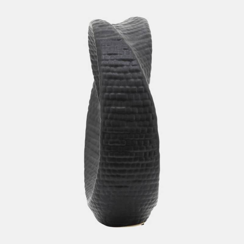 Textured Ring Ceramic Tabletop Decoration - 8" - Black