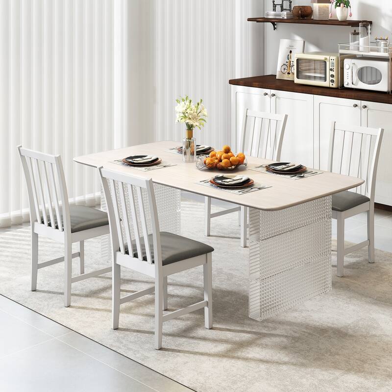 Set of 2 Upholstered Dining Chairs with PVC Leather Seats and Rubber Wood Legs Kitchen Chairs - 16" x 20" x 36"