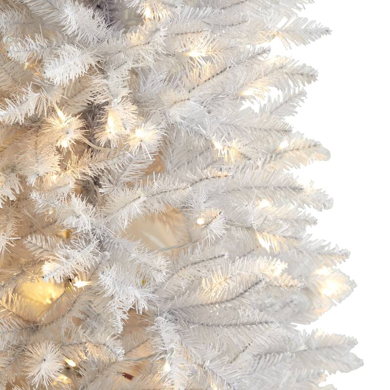 6ft White Artificial Christmas Tree - Pre-Lit with 250 Warm White Lights & Bendable Branches - Slim Holiday Decor - 72